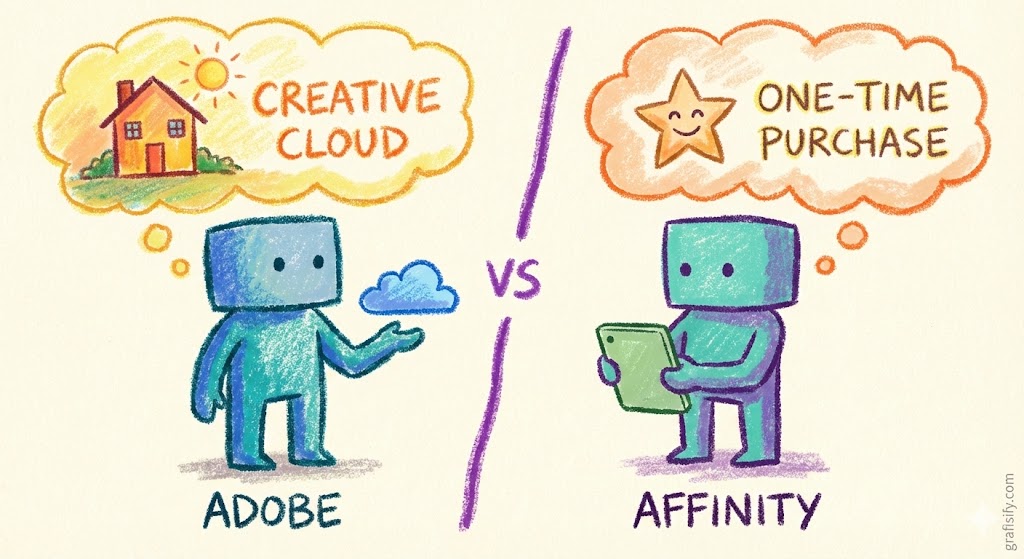 Perang Dingin Software Desain: Membedah Strategi Adobe Creative Cloud vs. Affinity