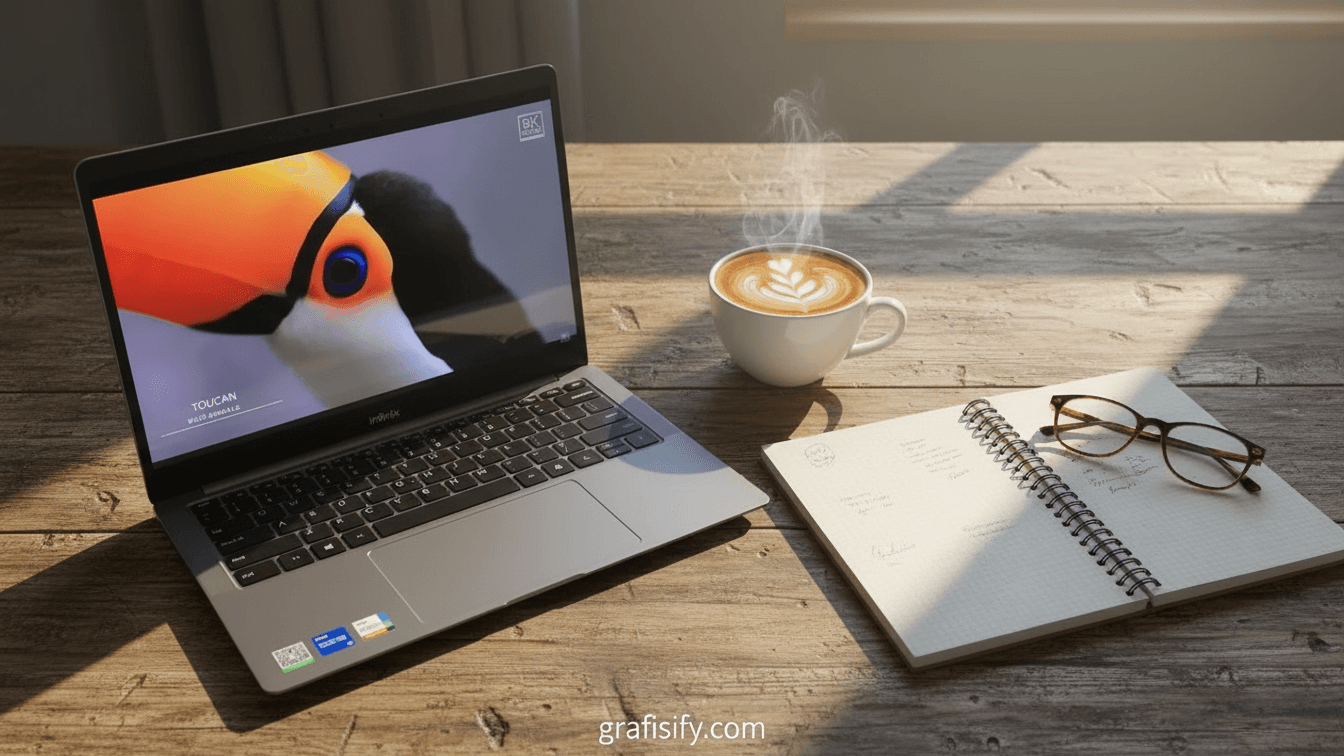 Tampilan depan Infinix INBOOK Air Pro+ yang super tipis