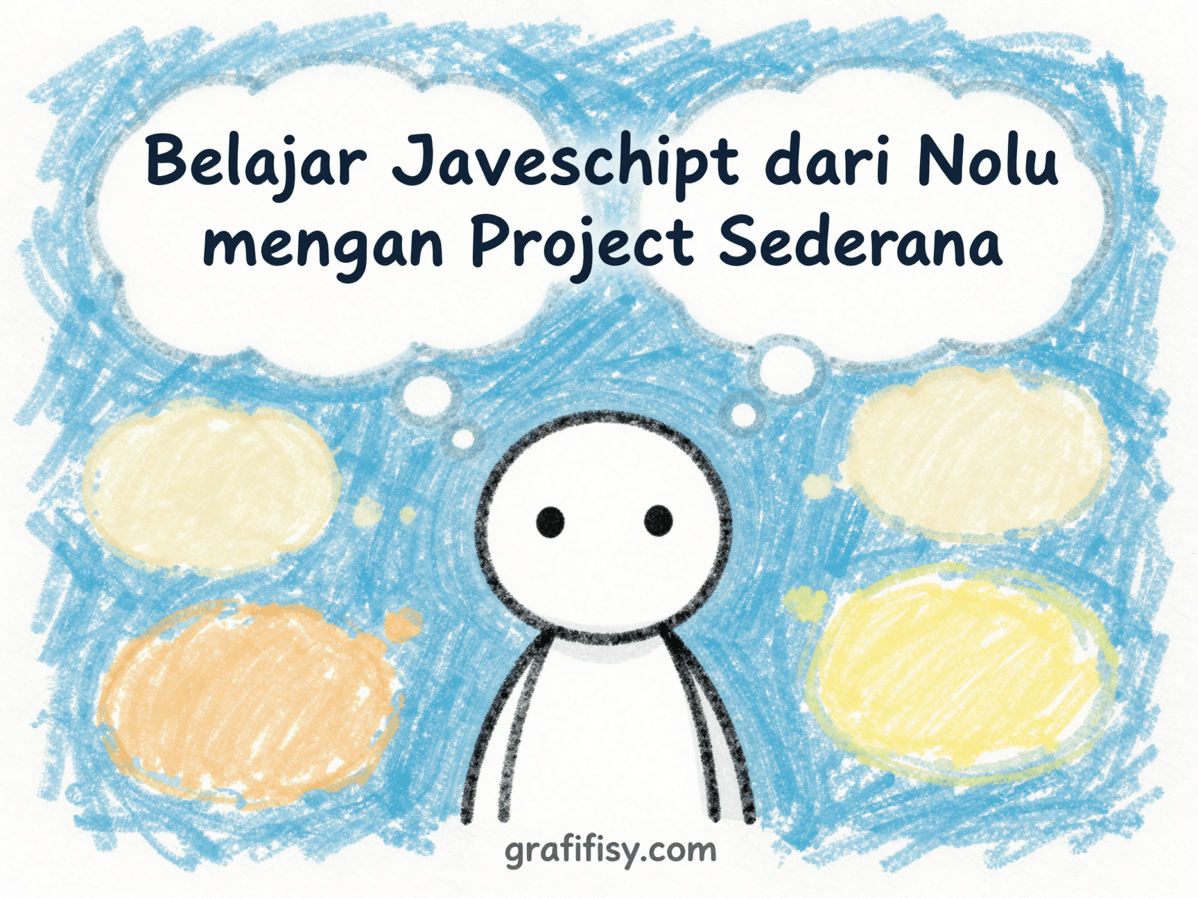 Belajar JavaScript dari Nol dengan Project Sederhana - workspace programmer dengan laptop dan kode JavaScript di layar