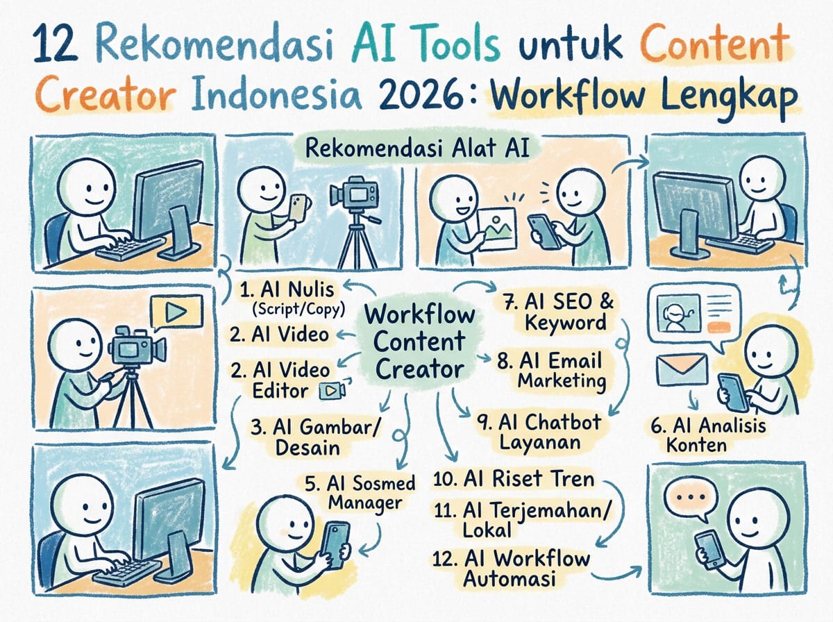 12 Rekomendasi AI Tools untuk Content Creator Indonesia 2026: Workflow Lengkap dari Ide sampai Viral