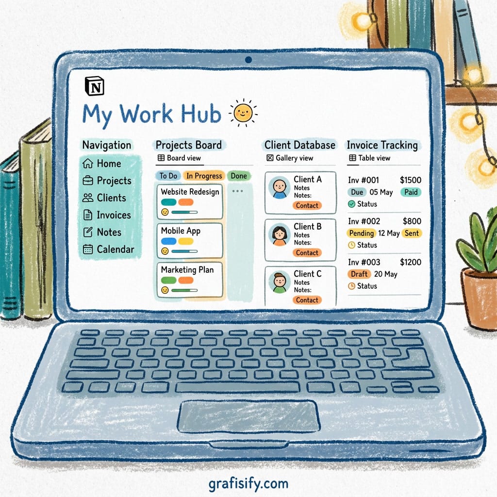 Template Notion Desainer Grafis Freelance: Kelola Proyek, Klien, dan Keuangan dalam Satu Dashboard